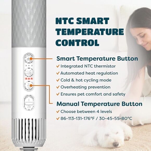New Dog Dryer, 5 in 1 Portable Handheld Dog Blow Dryer w/ Smart Temp Adjustment - Picture 4 of 16